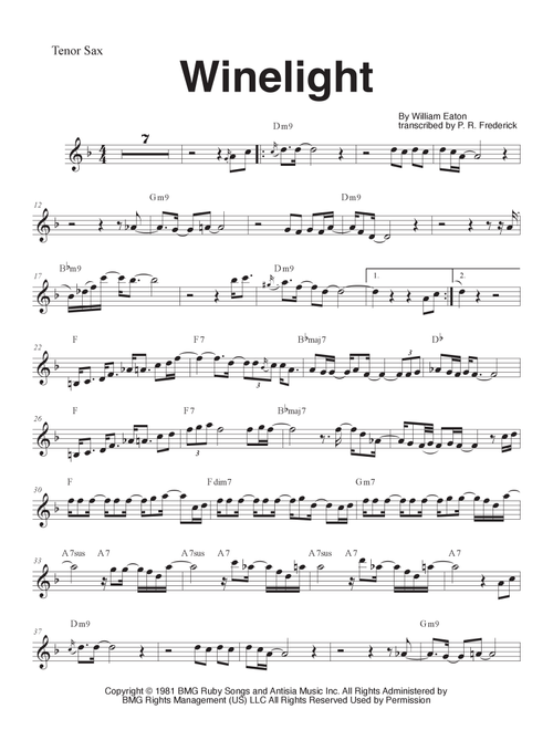 Winelight (Arr. P. R. Frederick) - Grover Washington, Jr (Tenor Sax Solo)