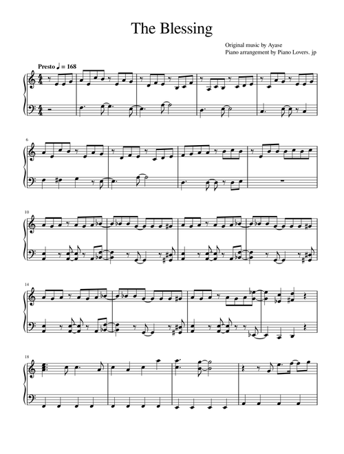 The Blessing (Arr. Piano Lovers. jp) - YOASOBI (Piano Solo)