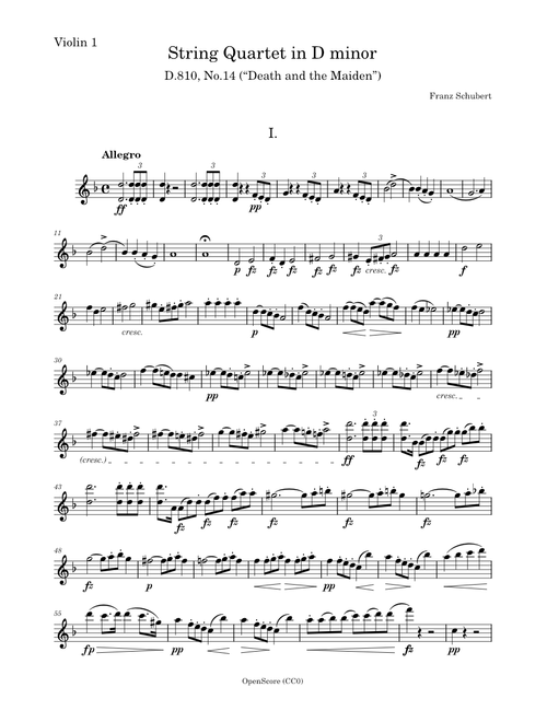 Schubert, Franz - String Quartet in D minor, D.810, No.14, “Death