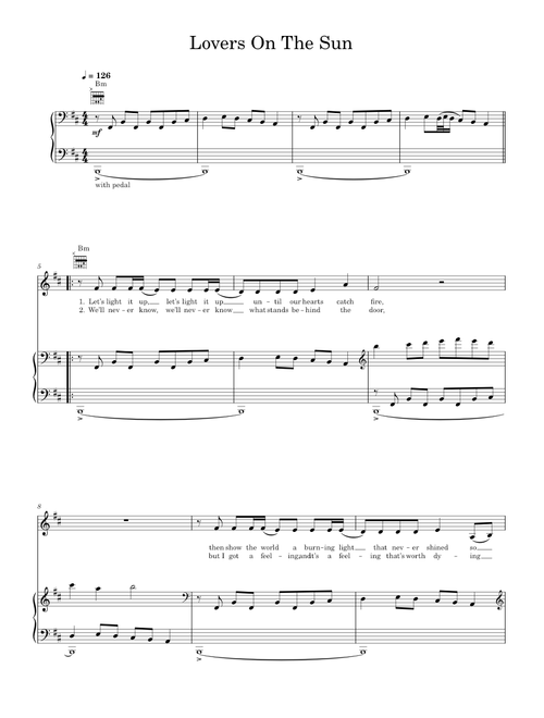 Lovers on the sun - David Guetta (Piano-Voice-Guitar)