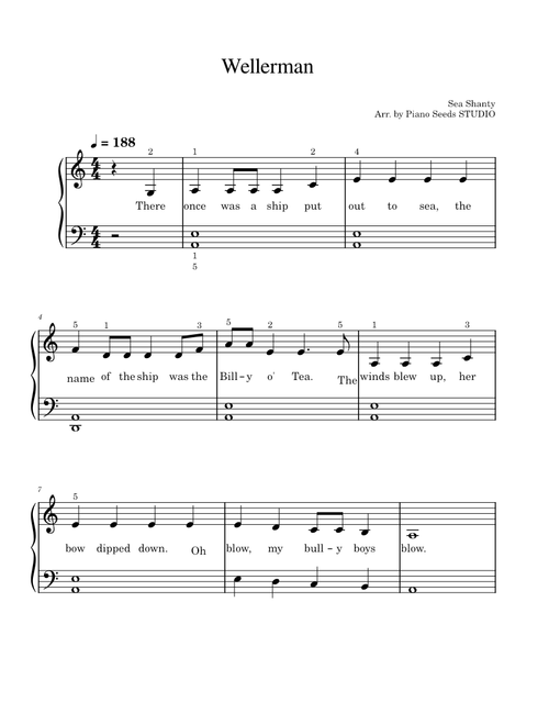 Wellerman – Misc Traditional Wellerman – Sea Shanty - EASY Piano
