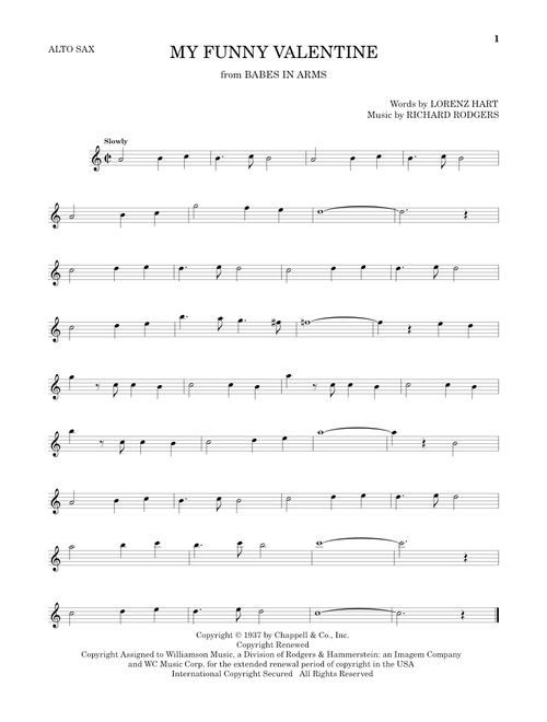 My Funny Valentine - Rodgers & Hart, Lorenz Hart, Richard Rodgers (Alto Sax Solo)