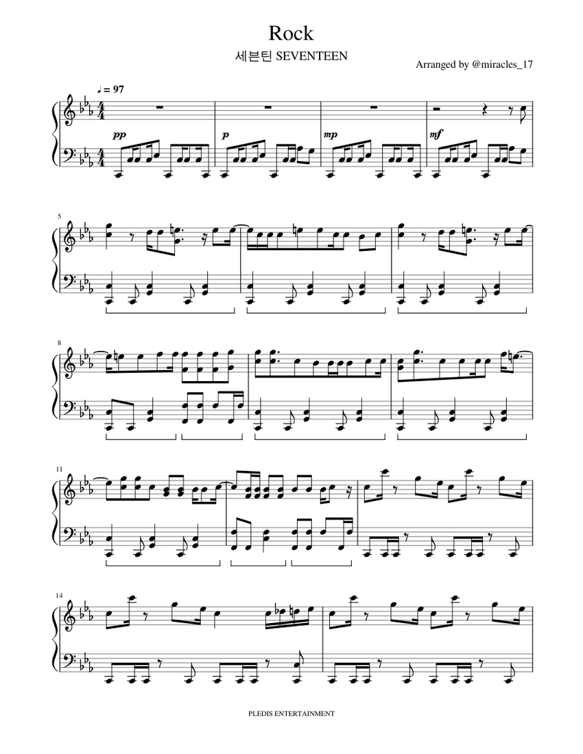 SEVENTEEN ピアノ楽譜　ピアノスコア seventeen Piano Sheet Music ピアノ楽譜セブチ