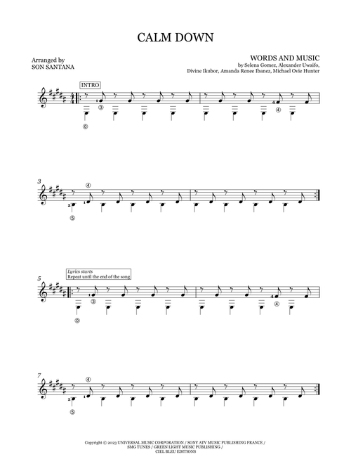 Calm Down (Arr. Son Santana) - rema (Easy Guitar)