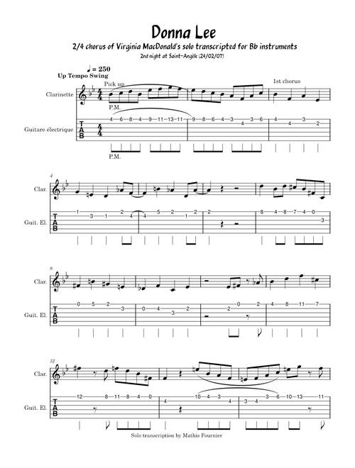 Donna lee – Charlie Parker (Virginia MacDonald solo for Bb instruments)