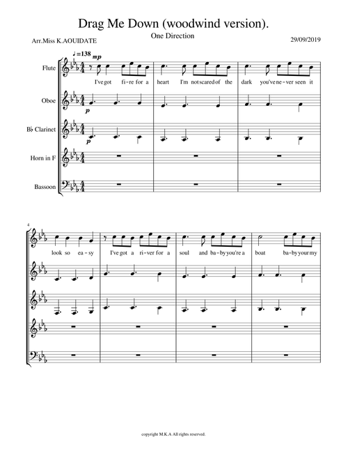 Drag Me Down (woodwind version).