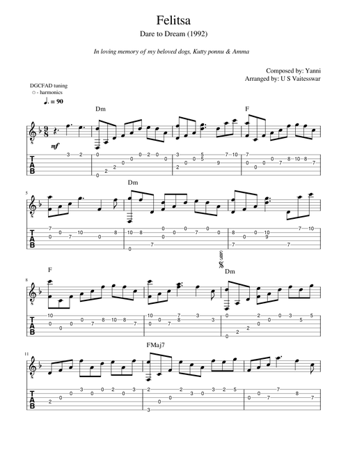 Felitsa – Yanni (Fingerstyle Guitar)