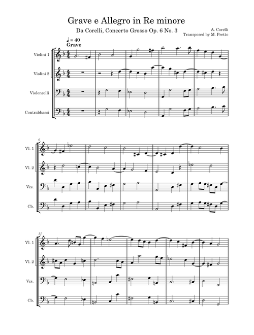 Grave e Allegro Corelli Op 6 no 3