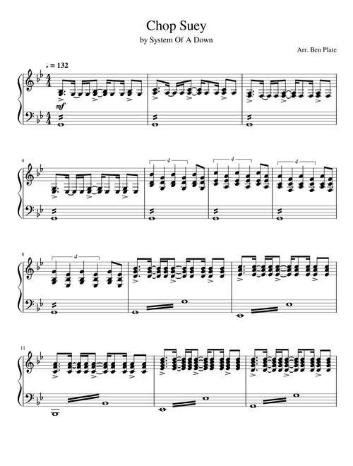 System Of A Down - Chop Suey (Piano)