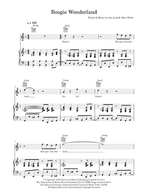 Boogie wonderland - Earth, Wind & Fire (Piano-Vocal-Guitar (Piano Accompaniment))