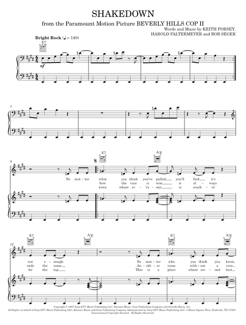 Shakedown - Bob Seger (Piano-Vocal-Guitar)