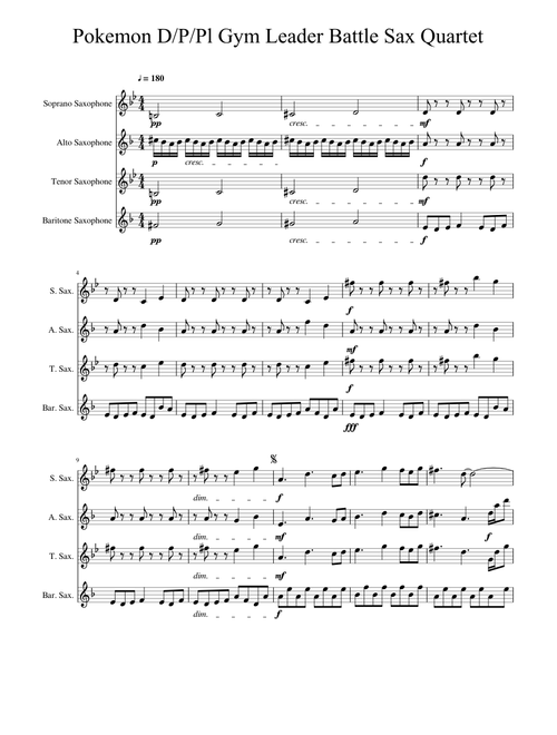 Pokemon D/P/Pl Gym Leader Battle Sax Quartet