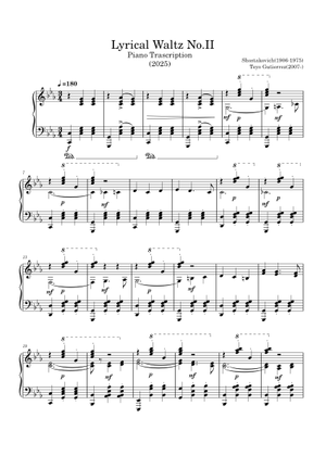 Jazz Suite No. 2: II. Lyric Waltz – Dmitri Shostakovich Sheet