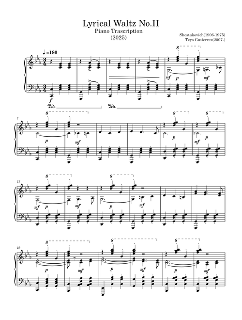 Jazz Suite No.II Lyric Waltz –Shostakovich Arr.Teyo Gutierrez  (2025)