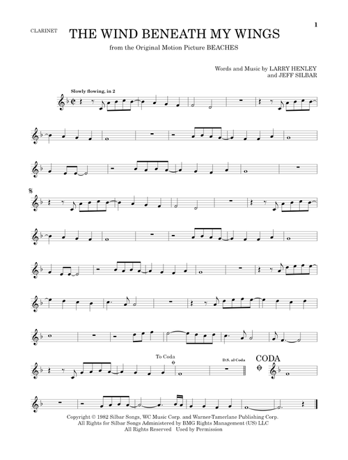 The Wind Beneath My Wings - Bette Midler (Clarinet Solo)