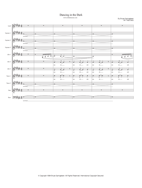 Dancing In The Dark (Arr. Rob Dietz) - Bruce Springsteen (Choral, SATB divisi)