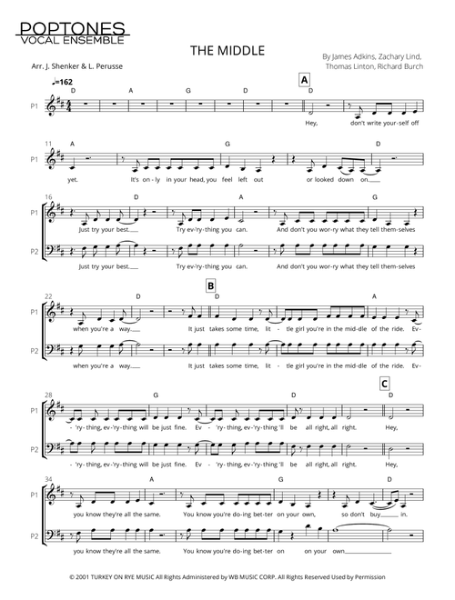 The Middle (Arr. J. Shenker & L. Perusse) - Jimmy Eat World (Choral, 2-Part)