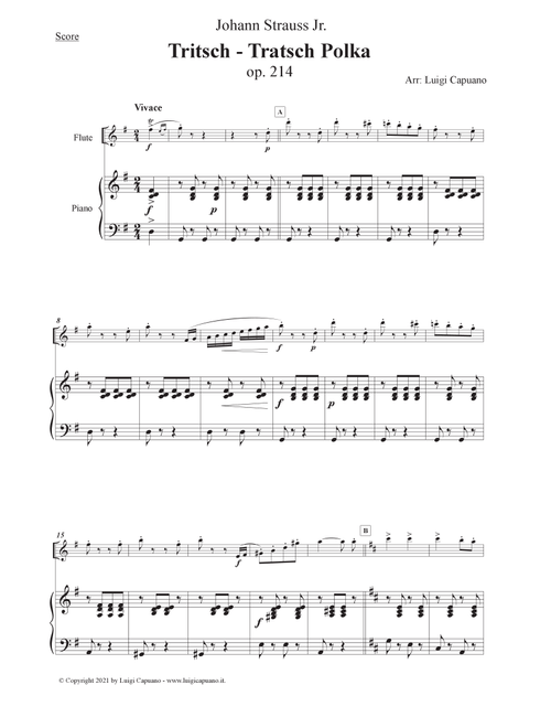 J. Strauss: Tritsch - trastch polka (flute and piano) Easy level (Arr. Luigi Capuano) - J. Strauss Jr. (Instrumental Duet)