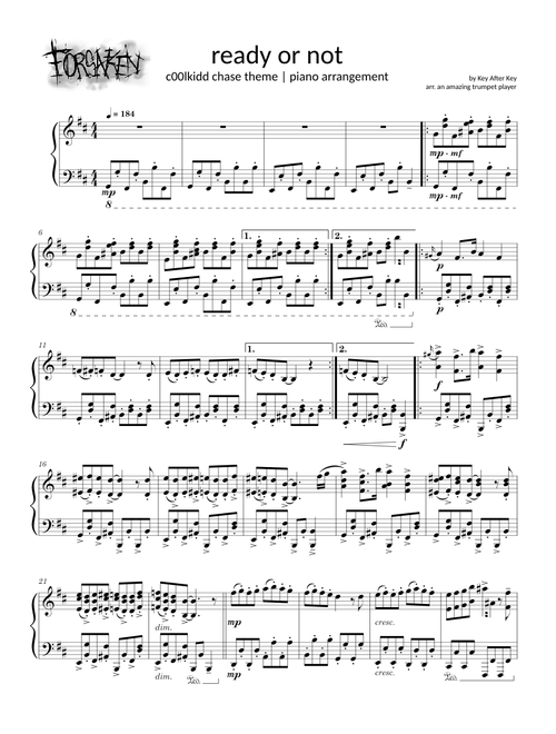 ready or not | c00lkidd chase forsaken piano
