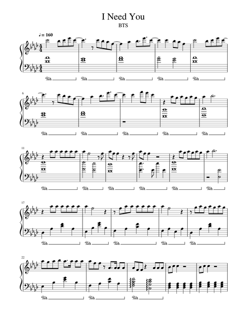 BTS I Need You piano
