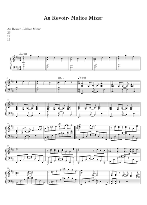 Au revoir - Malice Mizer Sheet Music with Chords for Piano (Solo