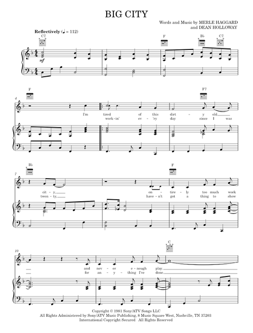 Big city - Merle Haggard (Piano-Vocal-Guitar)