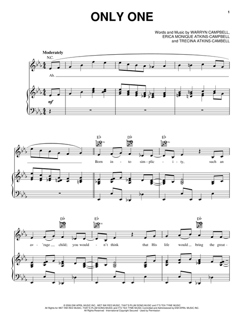 Only One - Mary Mary (Piano-Vocal-Guitar)