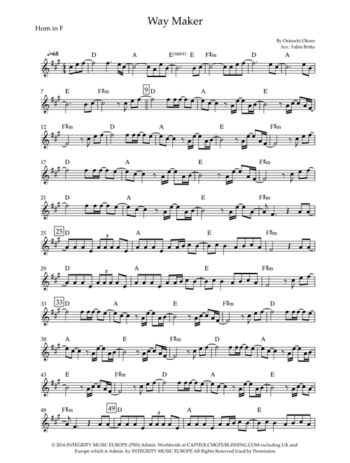Way Maker (Arr. Fabio Britto) - Sinach (French Horn Solo)