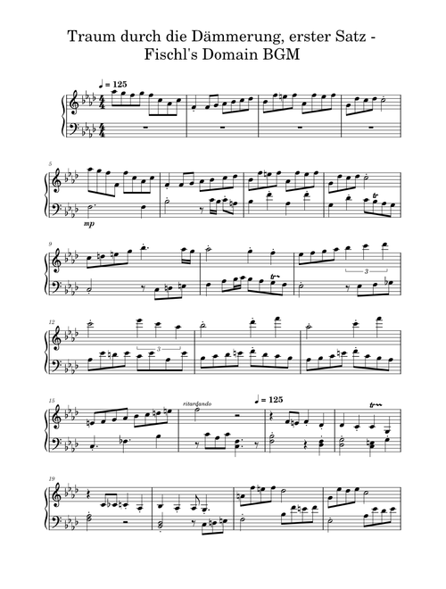 Traum durch die Dämmerung, erster Satz - Fischl's Domain BGM