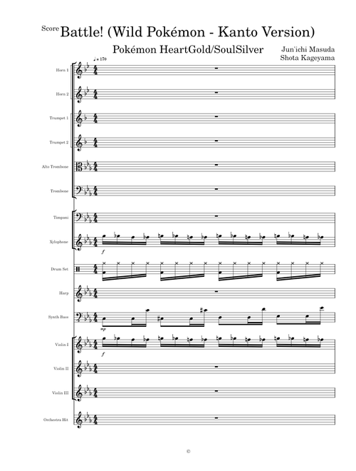 Battle! (Wild Pokémon - Kanto Version) (Pokémon HeartGold/SoulSilver - Transcribed Score