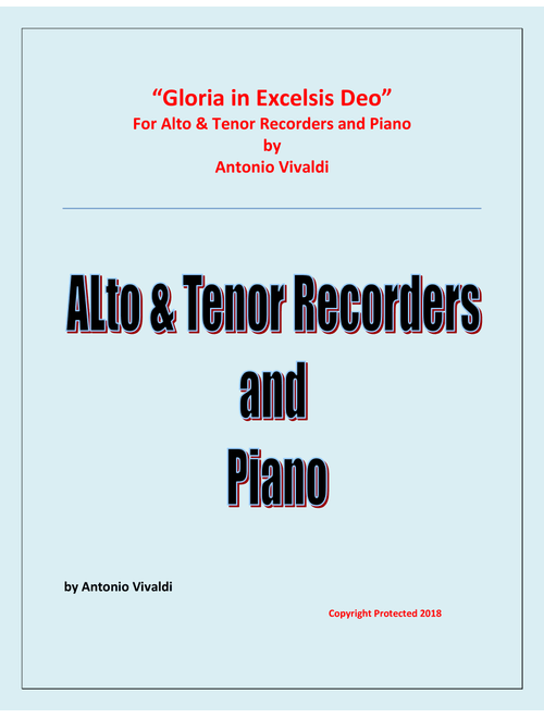 Gloria In Excelsis Deo - Alto & Tenor Recorders and Piano - Advanced Intermediate - Chamber music (Arr. Raymond Fenech) - Antonio Vivaldi (Instrumental Duet and Piano)