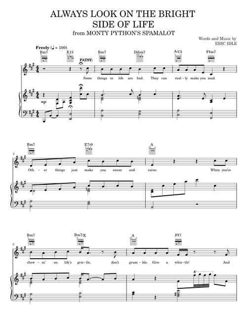 Always Look On The Bright Side Of Life - Monty Python's Spamalot (Piano-Vocal-Guitar)