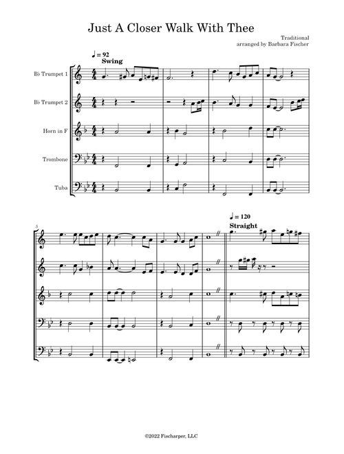 Just a closer walk with thee – Misc Praise Songs Just A Closer Walk With Thee - brass quint