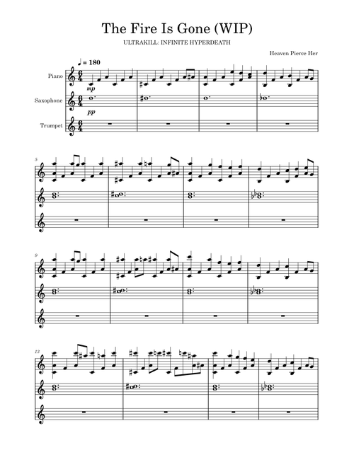 The Fire is Gone (For Piano, Saxophone, and Trumpet) – Heaven Pierce Her (WIP)
