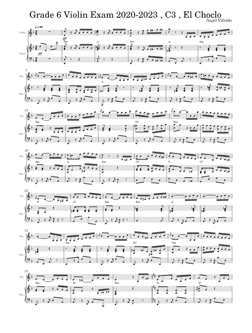 El Choclo – Ángel Gregorio Villoldo Violin and Piano with Chords