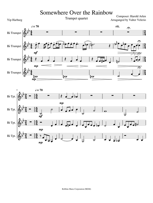 Somewhere Over the Rainbow Trumpet Quartet