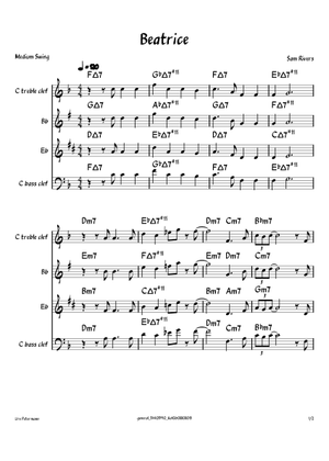 Beatrice – Sam Rivers Sheet Music with Chords for Saxophone alto (Solo ...