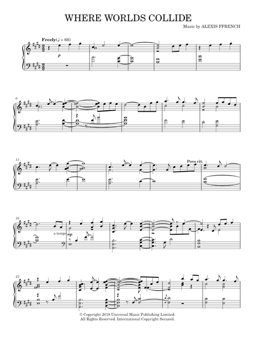 Where Worlds Collide - Alexis Ffrench (Piano Solo)