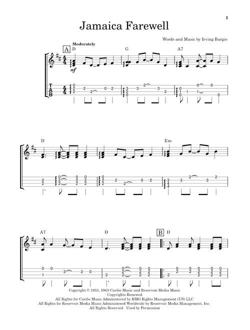Jamaica Farewell - Harry Belafonte (Easy Ukulele (with Tab))