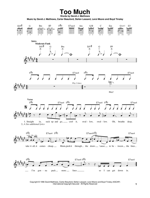 Too Much - Dave Matthews Band (Easy Guitar)