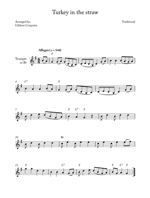 Turkey in the straw (Arr. Gildson Cerqueira) - Traditional (Trumpet Solo)