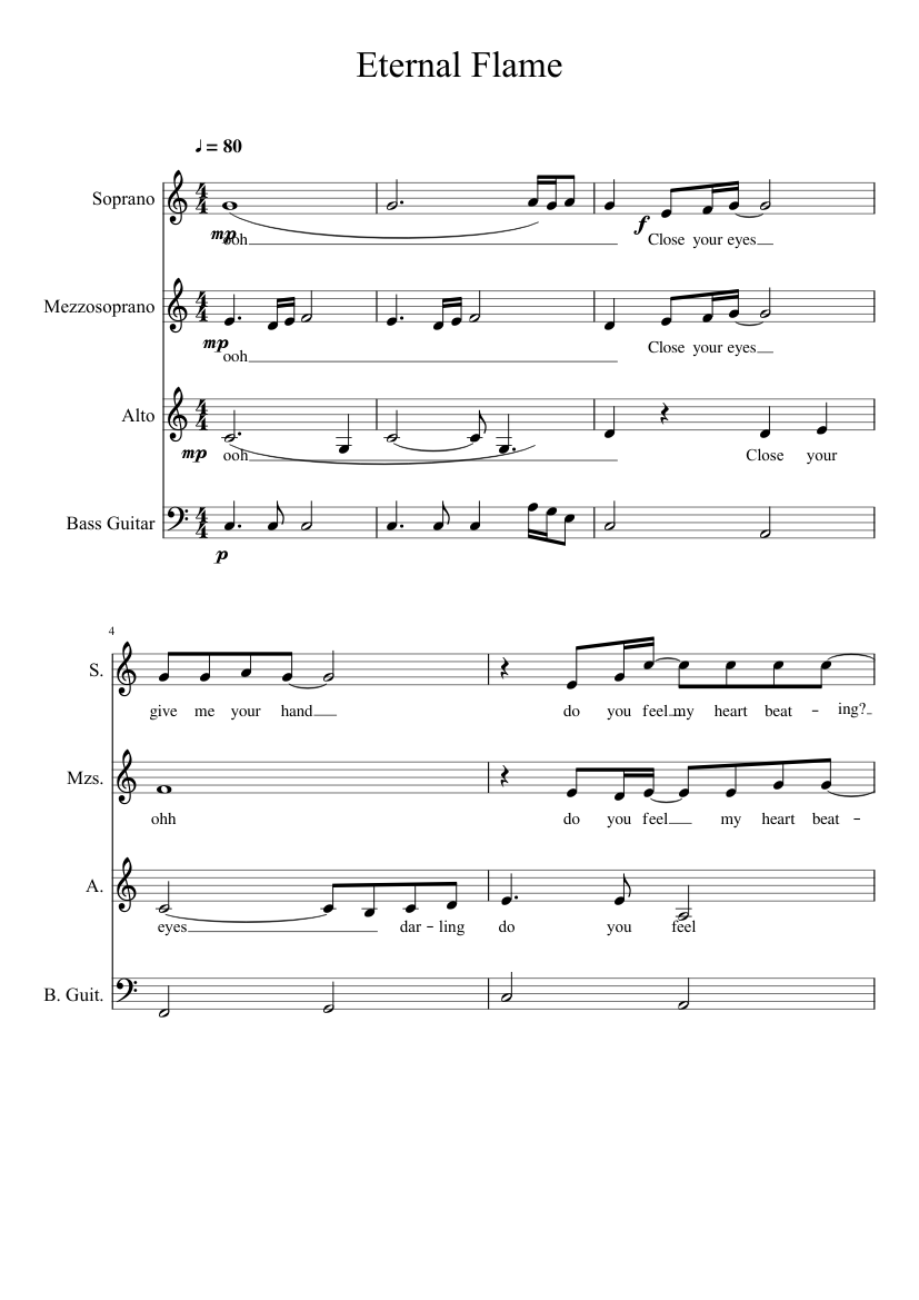 ingresos Con qué frecuencia principal Eternal Flame Sheet music for Soprano, Alto, Vocals, Bass guitar (Mixed Quartet) | Musescore.com ingresos Con qué frecuencia principal Eternal Flame Sheet music for Soprano, Alto, Vocals, Bass guitar (Mixed Quartet) | Musescore.com