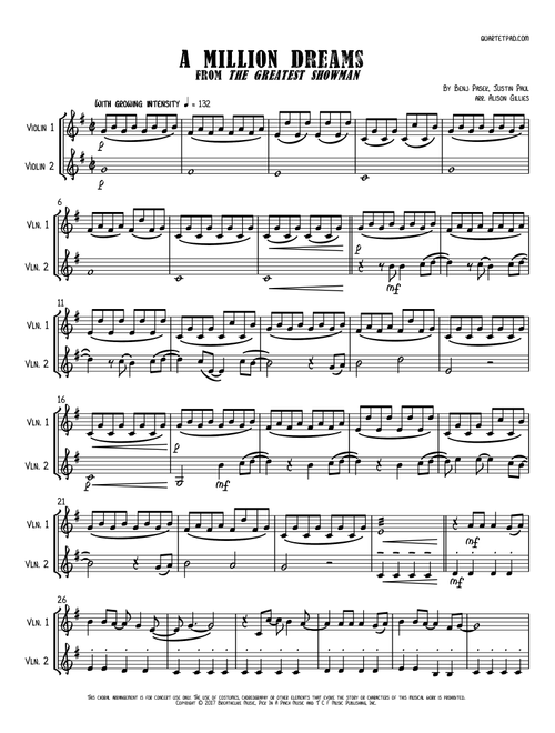 A Million Dreams (Arr. Alison Gillies) - Pink (Violin Duet)