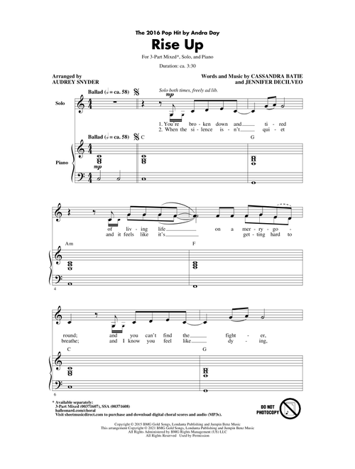 Rise Up (arr. Audrey Snyder) - Andra Day (Choral, 3-Part Mixed)