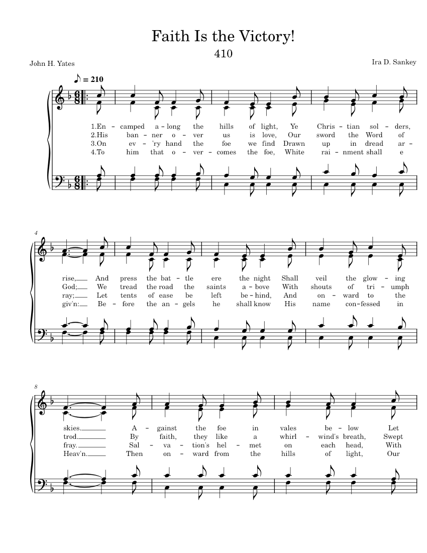 410 Faith Is the Victory! Sheet Music for Piano (Solo) easy