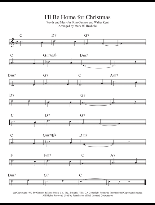 I'll Be Home For Christmas (Arr. Mark W. Huxhold) - Rascal Flatts (Lead Sheet - Fake Book)