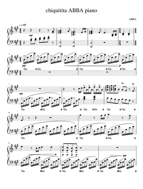 chiquitita ABBA - piano