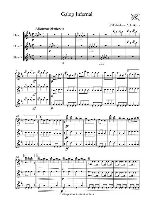 Galop Infernal (Can-Can) arr. three flutes (Arr. A. L. Wyver) - Offenbach (Woodwind Ensemble)