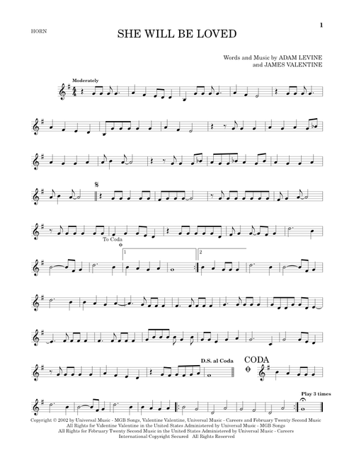 She Will Be Loved - Maroon 5 (French Horn Solo)