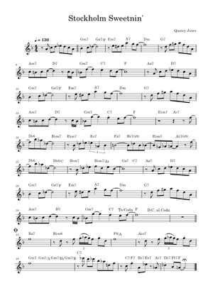 Stockholm Sweetnin' Sheet Music with Chords for Saxophone alto